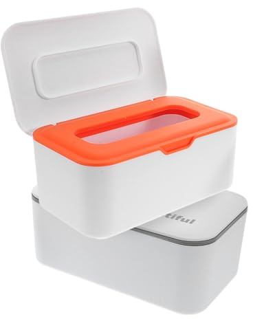 Anneome 2 Piezas Caja Dispensadora para Toallitas Húmedas y Secas con Tapa de Unidades Naranja y Gris Diseño Sellado y Elegante para Baño y Cocina Almacenamiento Práctico y Protegido para