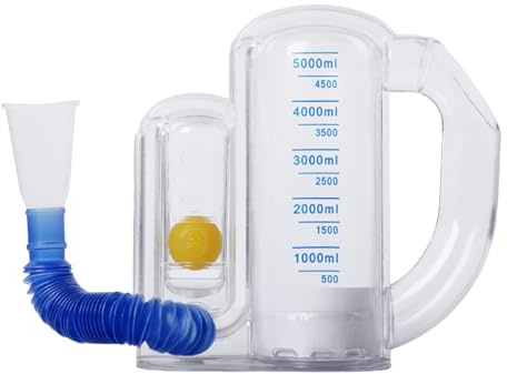 Espirometro De Incentivo Para Adultos | Entrenador Pulmonar Con Indicador De Flujo | Capacidad De 5000 Ml | Dispositivo Portátil De Entrenamiento Respiratorio Para Hombres, Mujeres, Mayores
