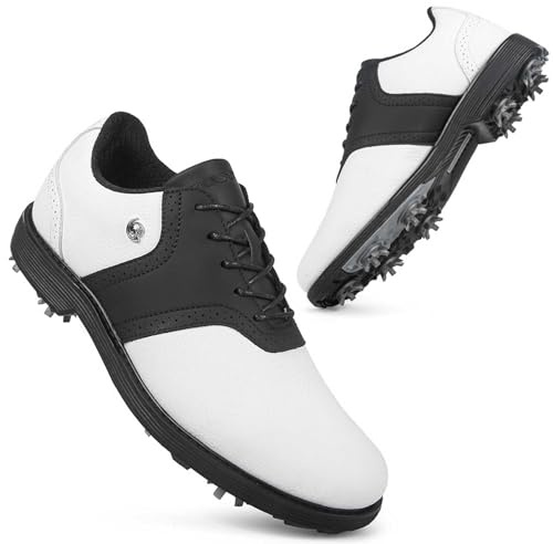 PENXZT Zapatos de Golf para Hombre, Zapatillas de Golf de 9 Clavos, Profesionales, Informales, Antideslizantes, Exteriores para Entrenamiento de Golf, Transpirables,B,44 EU