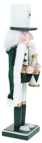 BESPORTBLE Casse-Noisette de Noël en Bois 30 CM Soldat Tambour avec Cape Verte Décoration de Table Festive Figurine Artisanale Traditionnelle pour Bureau et Maison