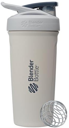 BlenderBottle Sport Flip Stainless Steel Shaker Bottle 24 oz Grey/White