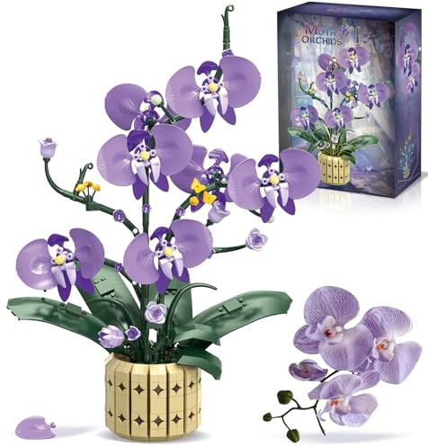 Kit de Fleur d'Orchidée Botanique, Set de Pot de Fleurs, Compatible avec la Collection Botanique Lego pour Adultes, Décoration de Salon, Bureau et Maison, 832 Pièces