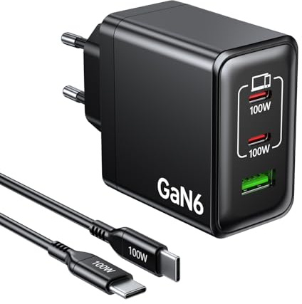 Ombrex 140W USB C Ladegerät – 3 Port Ladegerät mit 2×100W USB-C & 1×20W USB-A, Mehrfach Netzteil für iPad, iPhone 17/16/15 Serie, Samsung usw