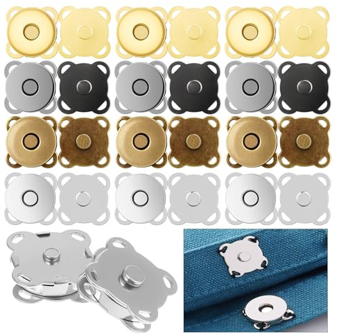 Druckknöpfe zum Annähen, Magnetknopf für Taschen (Mixed Colour, 14mm*12) | Magnetverschluss, Metall Magnet Knöpfe für Kleidung Strickjacken Diy Jacken Handtaschen, Taschenverschluss
