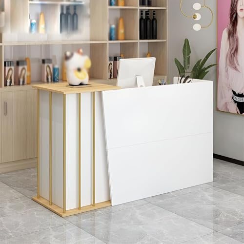 GDBTDL Mostrador de Recepción Multifuncional con Almacenamiento, Escritorio de Recepción Moderno para Oficina, Empresa, Salón, Tienda o Vestíbulo Comercial
