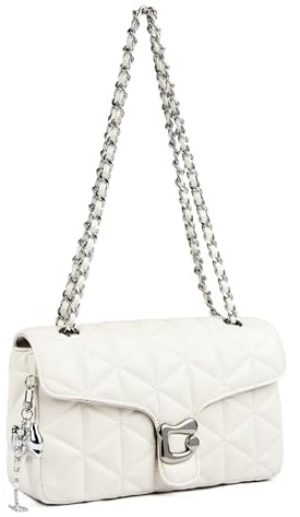 Travistar Gesteppte Umhängetasche Damen Handtasche - Kleine Crossbody Bag Vegan Leder Schultertasche Elegante Abendtasche mit Kette & süßem Anhänger