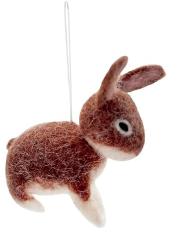 Nepalaya Artisan Community - 12485 - Strauchanhänger, Ostern, Kleiner Hase, braun, Filz, Handarbeit, 8cm x 6,5cm x 2,5cm