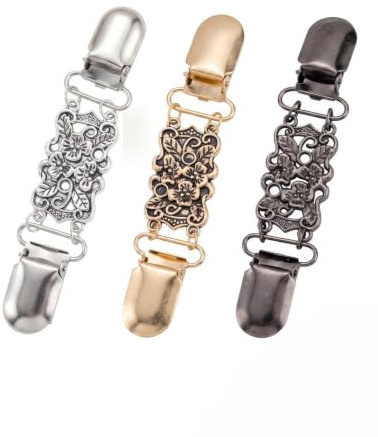 BTACGWP Clips à Cardigan Rétro - Set de 3 Ajustables (Argent, Or, Anthracite) pour Pulls, Gilets, Robes – Maintien Parfait & Décoration Femme
