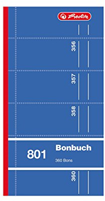 Herlitz 891614 Formularbuch Bonbuch 801, 90 x 198 mm, sortiert