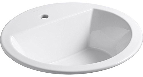 KOHLER K-2714-1-0 Bryant Round Self-Rimming Bathroom Sink with Single-Hole Faucet Drilling, White