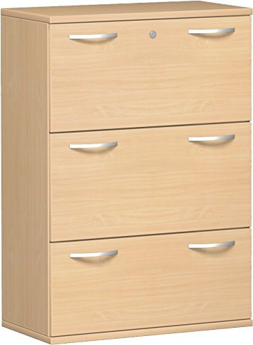Geramöbel Registraturschrank 3 Hängeregistraturen mit Zentralverriegelung und Auszugssperre, abschließbar, Wandbefestigung erforderlich, 800x425x1152, Buche/Buche