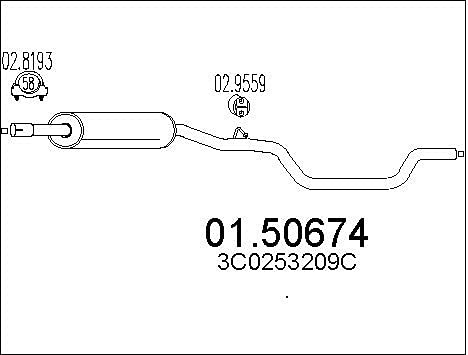MTS 01.50674 Mittelschalldämpfer Kompatibel mit VW Passat Variant 3C5 3C0253209C