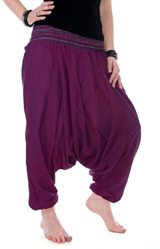 Vishes - Haremshose mit gestreiftem oder farbigem Bund - Unisex - Alternative Bekleidung für Damen und Herren
