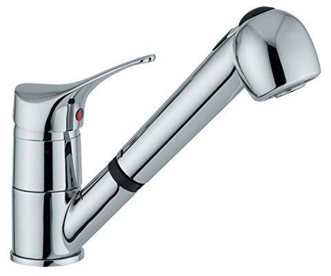 Ambrosiana SEI14080000 Rubinetto Miscelatore Lavello con Doccetta Estraibile 2 Getti, Cromo