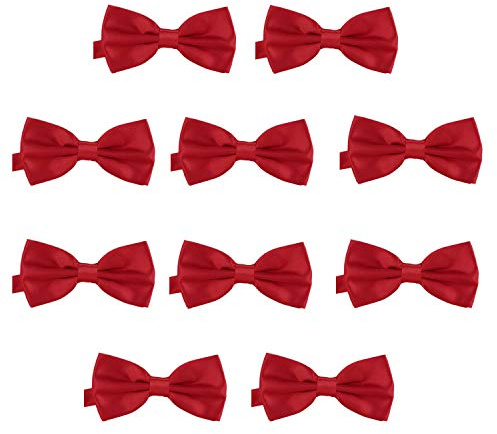 10-pack DonDon herrfluga 12 x 6 cm färdigknuten och längdjusterbar mörkröd