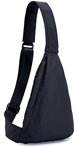 CLAPE Umhängetasche Herren Klein Brusttasche mit Diebstahlschutz Crossbody Bag Sling Bag Damen Fahrradtasche Tasche für Unterwegs Festival Schwarz Black XB01