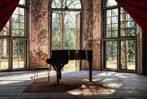 Magnettafel Pinnwand XXL Bild Lost Places Piano Flügel Größe 100 x 80 cm