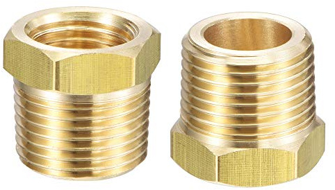 sourcing map Brass Pipe Fitting Reducer Adapter 3/8 BSPT Male x 1/4 NPT Female for Water Oil Air Pressure Gauge Temp Sensor, 2pcs