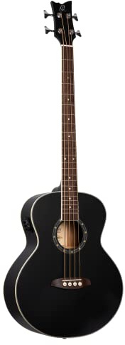 Ortega Guitars Deep Series E-Akustik Bass 4-Saitig - Fichte Schwarz | integrierter Preamp, Fichtendecke & Mahagoni-Korpus, Satin-Finish, D7E-SBK-4