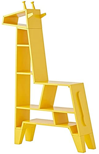 Bücherregal Groß Lang Kreative Cartoon-Giraffenform Bücherschrank, Bilderbuch Leseecke Kindergarten Lagerregal, Leicht Zusammenzubauen (Color : Yellow, S : 122 * 76 * 30cm)