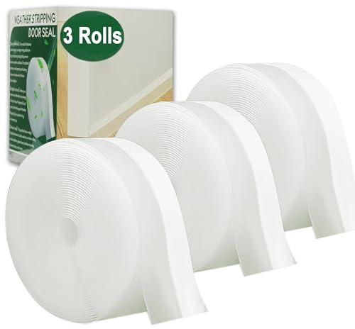 49 Feet Clear Weather Stripping Door Seal, Draft Seal Tape for Doors, Silicone Draft Seal Insulation Tape Strip, Under Door Seal Strip for Window and Door Bottom 3 Rolls Total 49ft (Width 35mm)