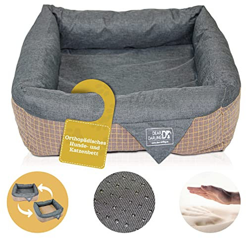 Dear Darling DD-06 Luxus Hundebett Katzenbett Braun Anthrazit Memoryschaum Matratze Katzenkörbchen Hundekörbchen Haustierbedarf Tierbedarf Tierbett (S)