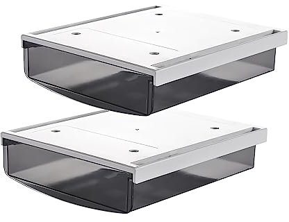 TUKA 2X 1,7L Unterschreibtisch-Schubladen 21x18x5,4cm, Selbstklebende Schubladen, Versteckte Unterbauschublade Aufbewahrungsbox unter Schreibtisch, Utensilien Stiftebox Schwarz 2er Set TKD8607