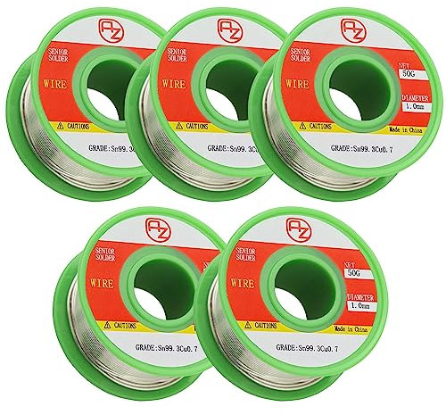 AZDelivery 5 x Lötdraht | Bleifreies Lötflussmittel Sn99.3Cu0,7Cu | Eisenschweißwerkzeug für elektrisches Löten | Kolophoniumkernflussmittel | Elektrische Lötkomponenten Reparatur und DIY