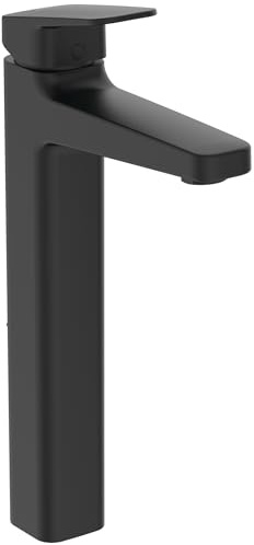 Ideal Standard BD236XG Ceraplan Waschtischarmatur H250, verlängerter Sockel, ohne Ablaufgarnitur, Ausladung 13,8 cm, Schwarz (Silk Black)