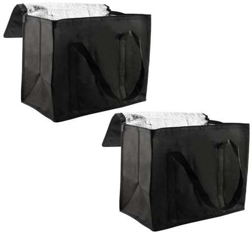 DAKFOOK Confezione da 2 borse termiche per la consegna del cibo, 30 l, con cerniera, termiche, per shopping, campeggio, picnic