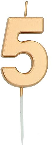 Folat 24145 Kuchen Kerze Ziffer/Zahl 5 Gold - 5 cm Geburtstagskerzen für Geburtstag, Geburtstagsdeko, für Kinder Partys, Hochzeiten, Firmenfeiern, Jubiläen