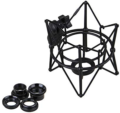 Yibuy Metal Cylinder Spider Shock Mount for Microphone Large Size Black Color