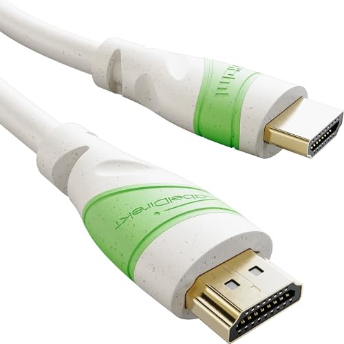 KabelDirekt – 4K HDMI Cable – 5m – bio-based material, Grey/Green
