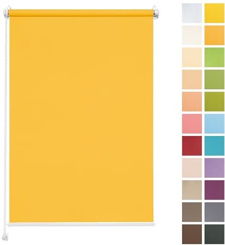 Rettika Sichtschutz Rollo ohne Bohren - Gold, Breite: 75cm, Höhe 150 - Rollos für Fenster ohne Bohren, Fenster rollos für innen, Jalousien zum Klemmen, Klemmrollo