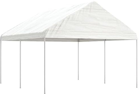 ShGaxin Pavillon mit Dach Weiß 4,46x4,08x3,22 m Polyethylen, Gartenpavillon, Faltpavillon, Pergola, Partyzelt, Standmarkise, Sonnenzelt, Garten Pavillion, Grillpavillon3155510