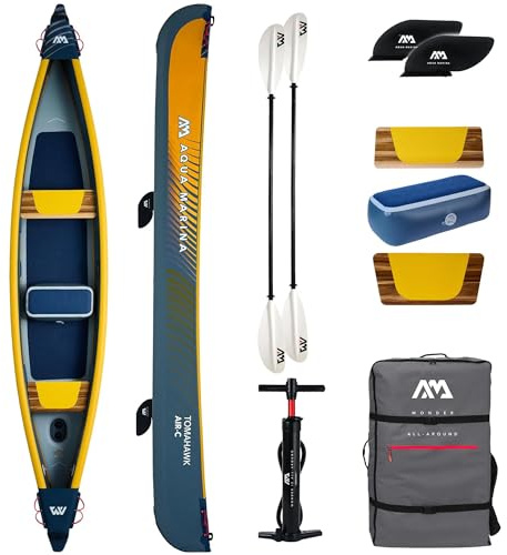 Campsup Aqua Marina kajak uppblåsbar | uppblåsbar 3 personer Kajak Tomahawk AIR-C 2024 2 x KP-1 | 478 x 88 cm | Teknik: Drop Stitch