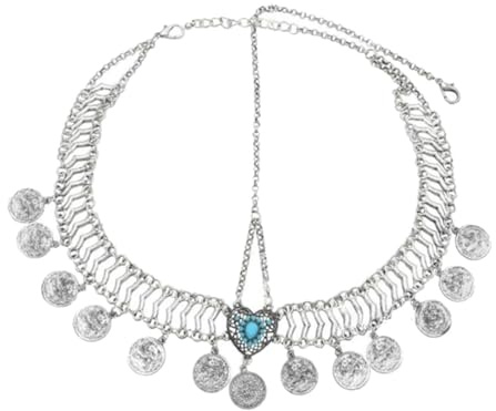 rockible Kopfkette, Schmuck, Kopfbedeckung für Frauen und Mädchen, einzigartiges Haar-Accessoire, Stirnband für Bauchtanz, Braut, Karneval, Maskerade, Silber