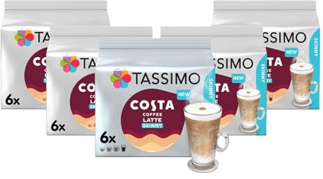 Tassimo Costa Skinny Latte Coffee Pods (Pack of 5, Total 60 Pods, 30 Servings)
