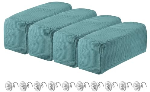 QUARKZMAN 4pz Coperture per Braccioli Estensibili per Sedie/Divani, Coperture per Braccioli Del Divano con Spilla a Vite, Copridivano Protettore per Divano Poltrona Reclinabile Blu Chiaro