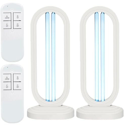 UV Desinfektionsturm Uv Lampe, UV Sterilisator UVC Lampe Desinfektion, UV KeimtöTende Lampe Uv Sterilisator Desinfektion Mit 3-Gang-Timing Und Fernbedienungsfunktion (Weiß, 2PCS)