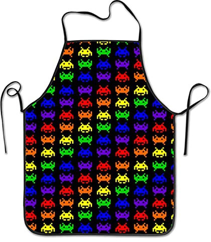 Unisex Kochschürze Retro Space Invaders Schürze Personalisiert Bastelschürze Premium Malschürze Für Damen Kochen