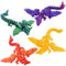 TAIHOBO Dragon Imprimé en 3D, 4 Pièces Dragon Jouet en 4 Couleurs, Figurine Dragons de Cristal Articulé Durable, Dragons Articulé Imprimé en 3D, pour la Décoration du Bureau et de la Maison