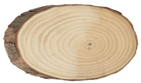 Ideen mit Herz | Deko-Baumscheibe oval | mit Rinde | 24 bis 25 cm lang, 12 bis 14 cm breit | 2 cm dick | Holzscheibe | Holzplatte | Deko-Tablett | unbesäumt
