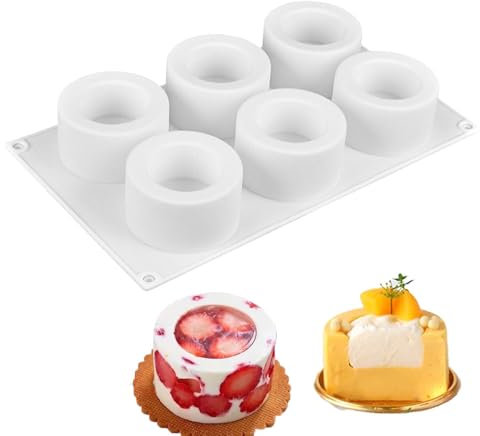 QUDUME Cookie Shot Glass Mold, 6-Cavity Round Silicon Mold Mousse Dessert Molds for Baking French Dessert Mousse Pastry Chocolate Jelly Ice Cream