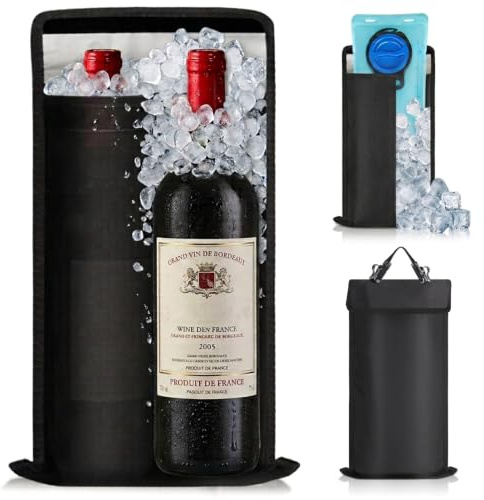 TUDEQU Insulated Wine Bag Leakproof | Cooler for Wine Travel | Wine Carrier 2 Bottle |Insulated Sleeve for 2L Water Bladder | Foldable Insulated Carrier for 2 Wine Bottles or a 2L Water Bladder | Hiking, Camping, Biking & Picnics, Travel|Men & Women