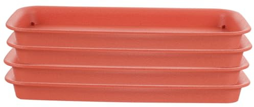 OFFSCH Set 4 Sottovasi Rettangolari in Plastica Antitrabocco per Piante da Interno Ed Esterno, Vassoi per Fioriere Balcone, Vassoio Raccogli-Acqua Stabile e Protezione Mobili e Pavimenti