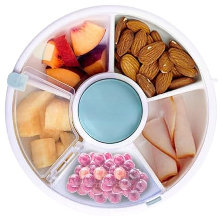 Penbinmall Snack Spinner Rotating Storage, kleiner Obst-Organisator, tragbarer Obst- und Süßigkeiten-Organisator für Kinder, Snack-Organisator für Kinder (Blau)