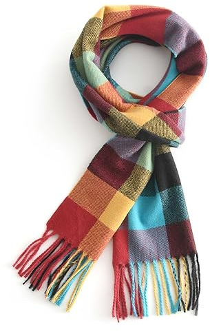 vimate Multi Color Check Scarf for Women, Long Lightweight Winter Scarf