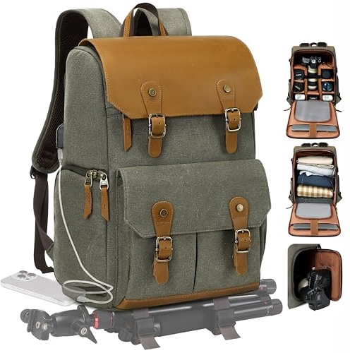 Padwa Lifestyle Canvas Camera Backpack - Large Camera Bag,Multi DSLR & UAV Professional Camera Backpacks