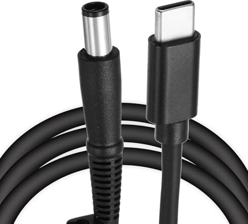 sourcing map 4.9FT USB C to DC PD Power Fast Charging Cable, 7.4mmx5mm 65W/20V DC Power Cable, Type C Input 3.25A Adapter Jack Converter for Router, Camera, TV Box, Desk Lamp(Black)